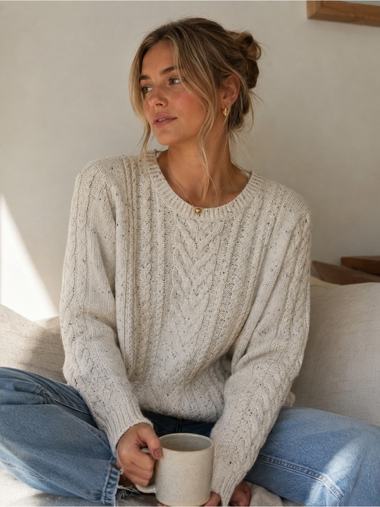 Old Navy Sweaters - Old Navy Cozy Cable Knit Crewneck Sweater in Cream